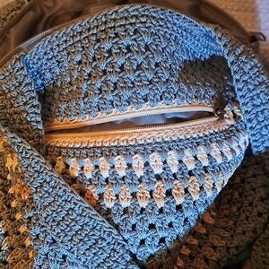 Croft&barrel Crochet Shoulder Bag in Blue and Tan